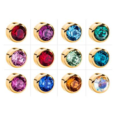 NİNA Taşlı Altın Kaplama Medikal Kulak Delme Küpesi 12 Çift (Renkli) - KutuBak