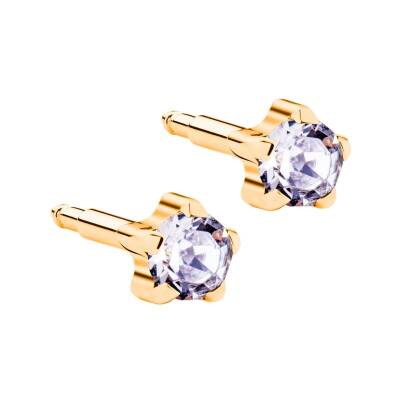 NİNA Tırnaklı Altın Kaplama Medikal Kulak Delme Küpesi Beyaz 12 Çift - KutuBak