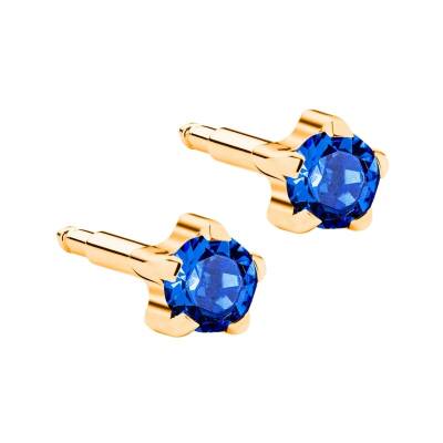 NİNA Tırnaklı Altın Kaplama Medikal Kulak Delme Küpesi Lacivert 12 Çift - KutuBak