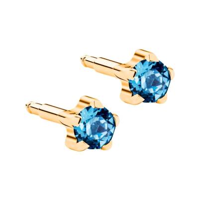 NİNA Tırnaklı Altın Kaplama Medikal Kulak Delme Küpesi Mavi 12 Çift - KutuBak