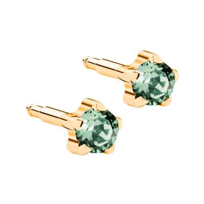 NİNA Tırnaklı Altın Kaplama Medikal Kulak Delme Küpesi Su Yeşili 12 Çift - KutuBak