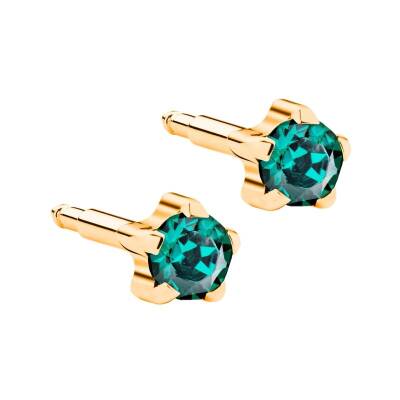 NİNA Tırnaklı Altın Kaplama Medikal Kulak Delme Küpesi Yeşil 12 Çift - KutuBak