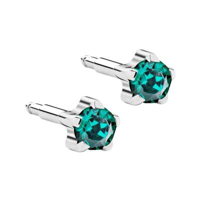 NİNA Tırnaklı Çelik Medikal Kulak Delme Küpesi Yeşil 12 Çift - KutuBak